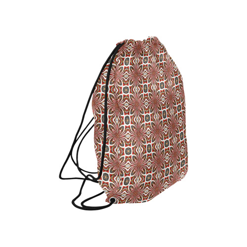 Red and White Abstract Large Drawstring Bag Model 1604 (Twin Sides)  16.5"(W) * 19.3"(H)