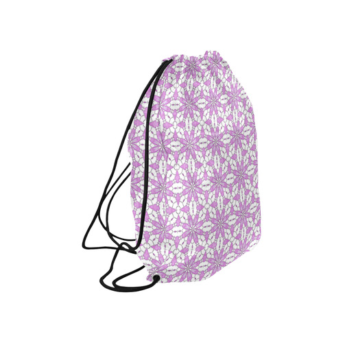 Sexy White and Lavender Lace Large Drawstring Bag Model 1604 (Twin Sides)  16.5"(W) * 19.3"(H)