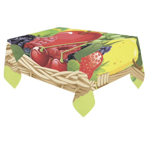 Fruit Basket Cherry Berry Apple Grapes Pear Cotton Linen Tablecloth 60"x 84"
