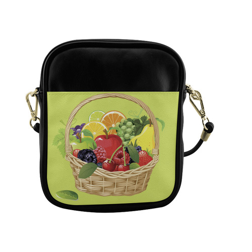 Fruit Basket Cherry Berry Apple Green Grapes Sling Bag (Model 1627)