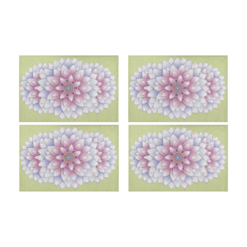 ornament pink, blue, floral pattern Placemat 12’’ x 18’’ (Set of 4)