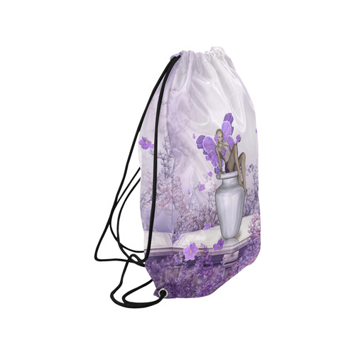 Beautiful fairy with flowers Small Drawstring Bag Model 1604 (Twin Sides) 11"(W) * 17.7"(H)