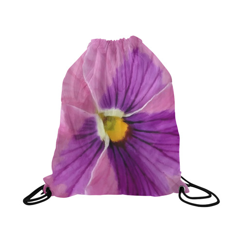 Pink and Purple Pansy Large Drawstring Bag Model 1604 (Twin Sides)  16.5"(W) * 19.3"(H)