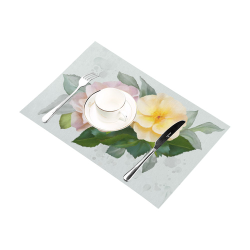 Wild Roses, floral watercolor Placemat 12’’ x 18’’ (Four Pieces)