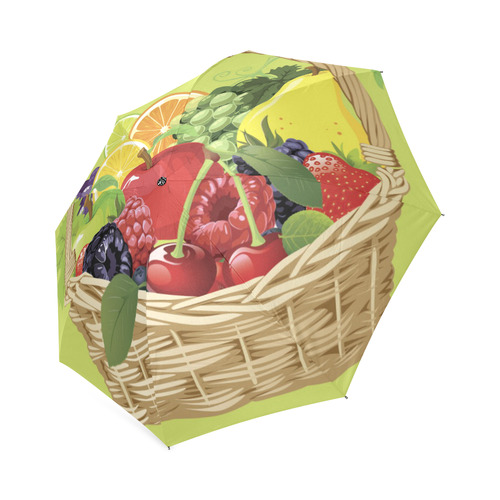 Fruit Basket Cherry Berry Apple Grapes Pear Foldable Umbrella (Model U01)