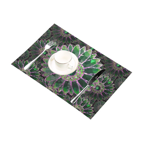 Green Mosaic Flower Placemat 12’’ x 18’’ (Four Pieces)