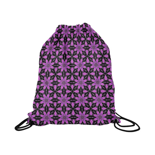 Sexy Black and Purple Lace Large Drawstring Bag Model 1604 (Twin Sides)  16.5"(W) * 19.3"(H)