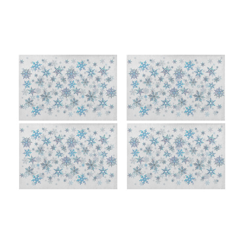 Snowflakes, Blue snow, Christmas Placemat 12’’ x 18’’ (Set of 4)