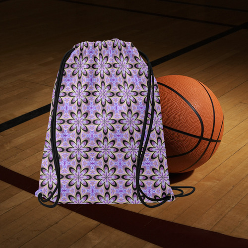 Lavender Daisy Geometric Large Drawstring Bag Model 1604 (Twin Sides)  16.5"(W) * 19.3"(H)