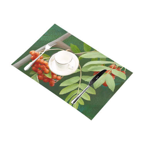 Plant Watercolor Rowan tree - Sorbus aucuparia Placemat 12’’ x 18’’ (Four Pieces)