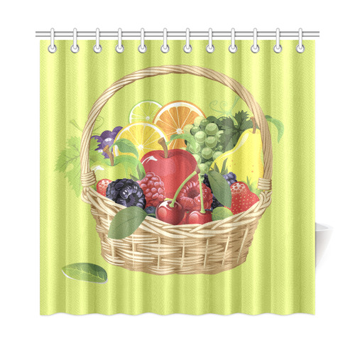 Fruit Basket Cherry Berry Apple Green Grapes Shower Curtain 72"x72"