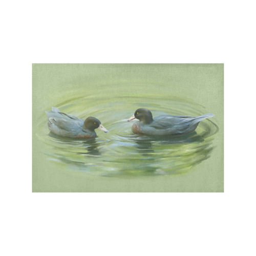 Blue Ducks in Pond - watercolor birds Placemat 12’’ x 18’’ (Four Pieces)