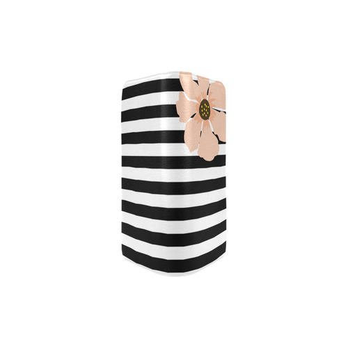 Black White Stripes with Peach Brown Flower Women's Clutch Purse (Model 1637)