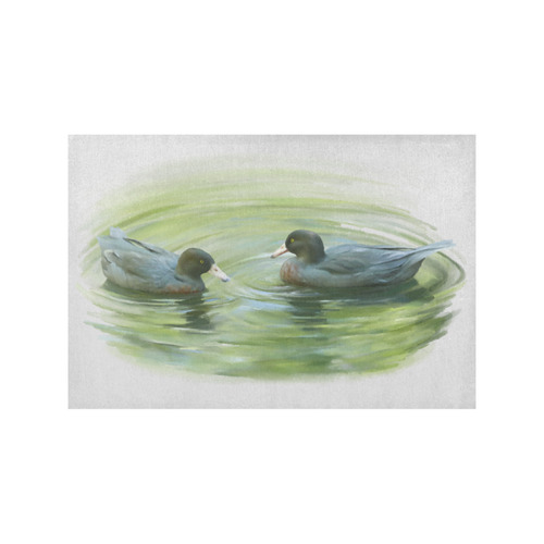 Blue Ducks in Pond - watercolor birds Placemat 12’’ x 18’’ (Four Pieces)