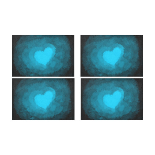 Blue Fluffy Heart, Valentine Placemat 12’’ x 18’’ (Set of 4)