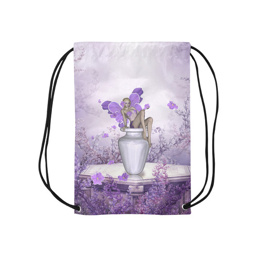 Beautiful fairy with flowers Small Drawstring Bag Model 1604 (Twin Sides) 11"(W) * 17.7"(H)