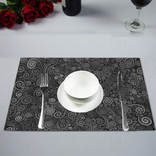 3D Black and White Rose Placemat 12’’ x 18’’ (Set of 4)