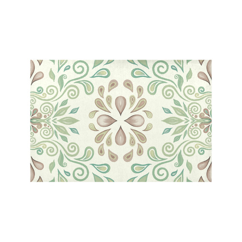 Green watercolor ornament, pattern Placemat 12’’ x 18’’ (Set of 4)
