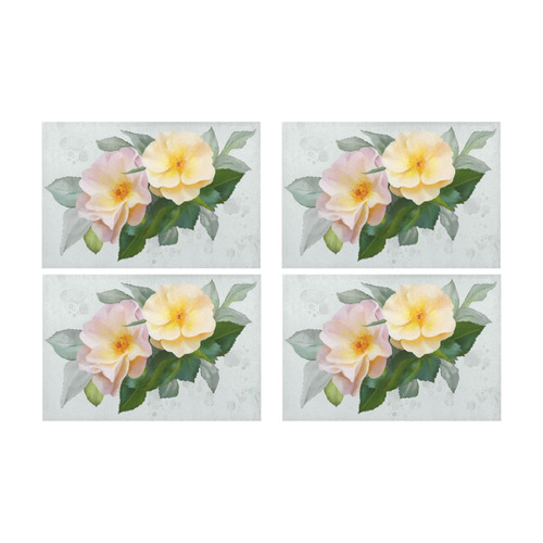 Wild Roses, floral watercolor Placemat 12’’ x 18’’ (Four Pieces)