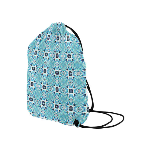 Blue Abstract Large Drawstring Bag Model 1604 (Twin Sides)  16.5"(W) * 19.3"(H)