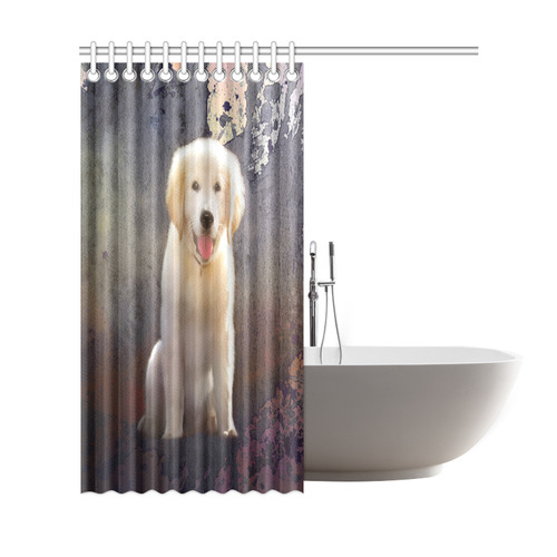 A cute painting golden retriever puppy Shower Curtain 69"x72"