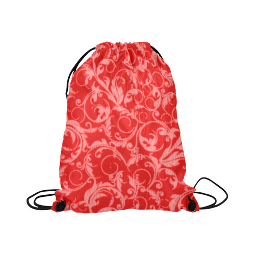 Vintage Swirls Coral Red Large Drawstring Bag Model 1604 (Twin Sides)  16.5"(W) * 19.3"(H)
