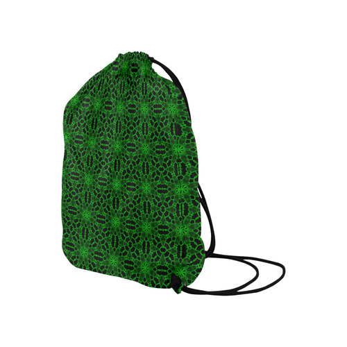 Sexy Black and Green Lace Large Drawstring Bag Model 1604 (Twin Sides)  16.5"(W) * 19.3"(H)