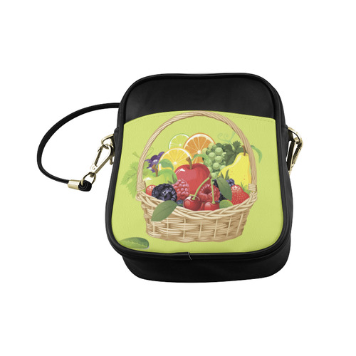 Fruit Basket Cherry Berry Apple Green Grapes Sling Bag (Model 1627)