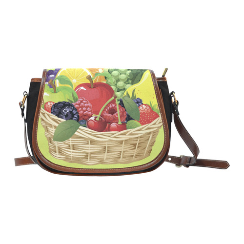 Fruit Basket Cherry Berry Apple Grapes Pear Saddle Bag/Small (Model 1649)(Flap Customization)