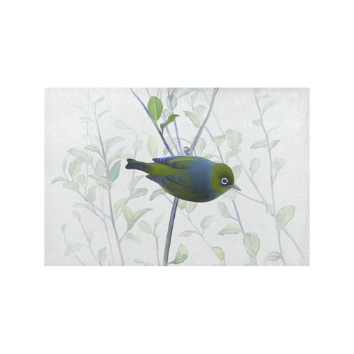 Silvereye, bird in tree, watercolor Placemat 12’’ x 18’’ (Set of 4)