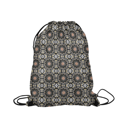 Black Geometric Large Drawstring Bag Model 1604 (Twin Sides)  16.5"(W) * 19.3"(H)