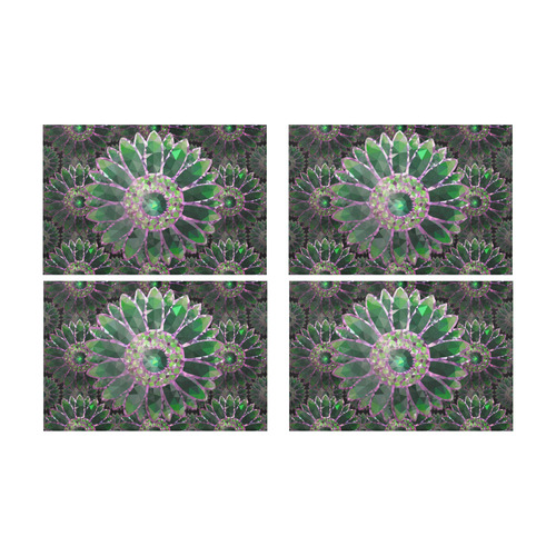 Green Mosaic Flower Placemat 12’’ x 18’’ (Four Pieces)