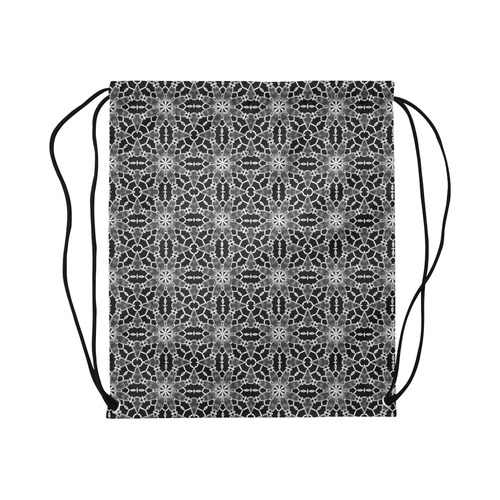 Sexy Black and White Lace Large Drawstring Bag Model 1604 (Twin Sides)  16.5"(W) * 19.3"(H)