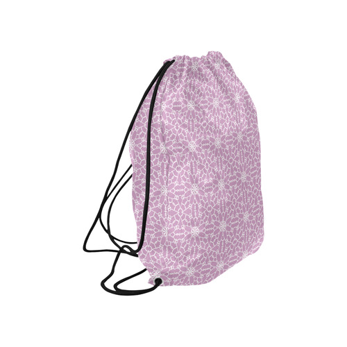 Sexy Lilac and White Lace Large Drawstring Bag Model 1604 (Twin Sides)  16.5"(W) * 19.3"(H)