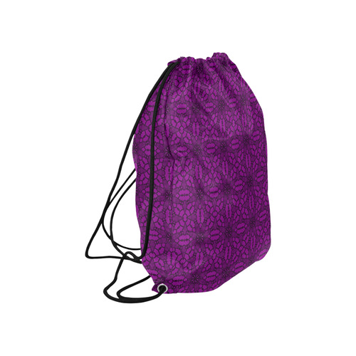 Sexy Purple and Black Lace Large Drawstring Bag Model 1604 (Twin Sides)  16.5"(W) * 19.3"(H)