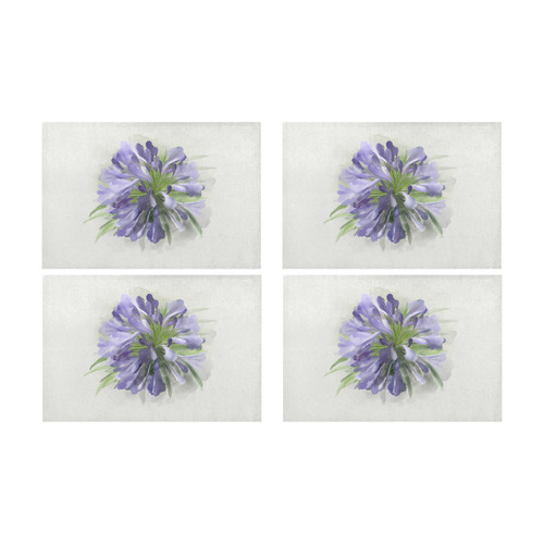 Delicate floral watercolor Purple, green Flower Placemat 12’’ x 18’’ (Set of 4)