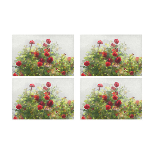 Red Roses , floral watercolor Placemat 12’’ x 18’’ (Set of 4)