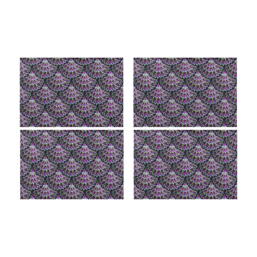 Mosaic flower, purple fish scale Placemat 12’’ x 18’’ (Set of 4)