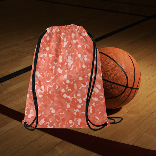 Tangerine Tango Polka Dot Bubbles Large Drawstring Bag Model 1604 (Twin Sides)  16.5"(W) * 19.3"(H)