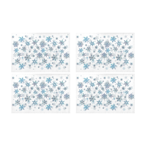 Snowflakes, Blue snow, Christmas Placemat 12’’ x 18’’ (Set of 4)