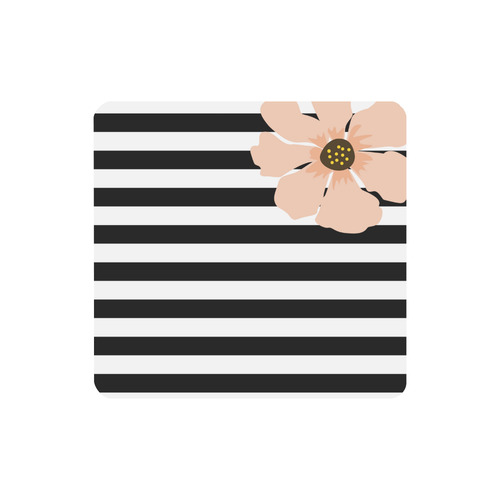 Black White Stripes with Peach Brown Flower Women's Clutch Purse (Model 1637)