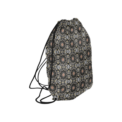 Black Geometric Large Drawstring Bag Model 1604 (Twin Sides)  16.5"(W) * 19.3"(H)