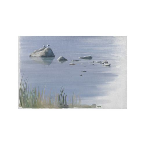Seagulls on stones, watercolor birds Placemat 12’’ x 18’’ (Four Pieces)