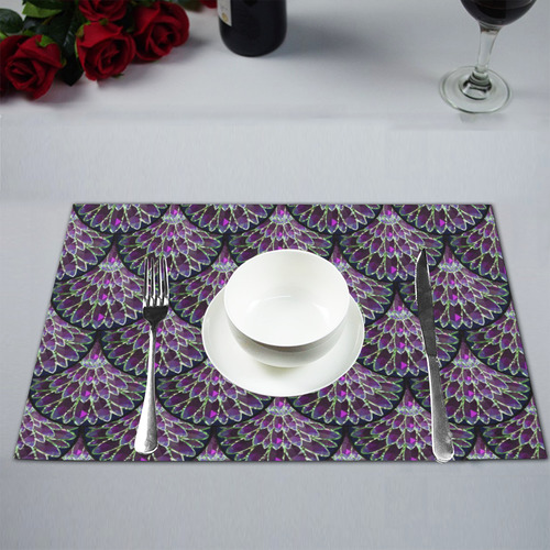 Mosaic flower, purple fish scale Placemat 12’’ x 18’’ (Set of 4)