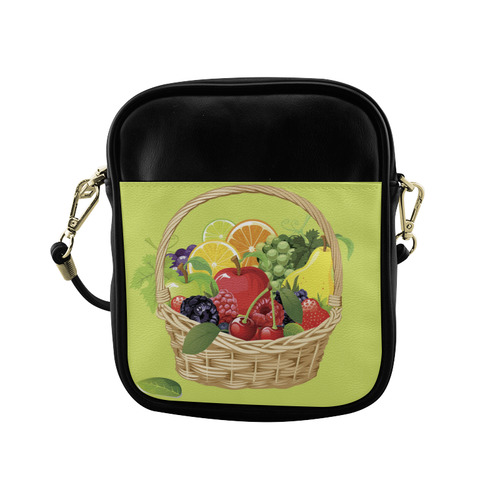 Fruit Basket Cherry Berry Apple Green Grapes Sling Bag (Model 1627)