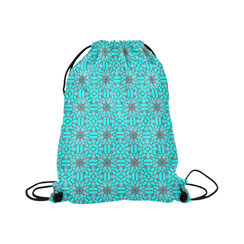 Sexy Teal and Black Lace Large Drawstring Bag Model 1604 (Twin Sides)  16.5"(W) * 19.3"(H)