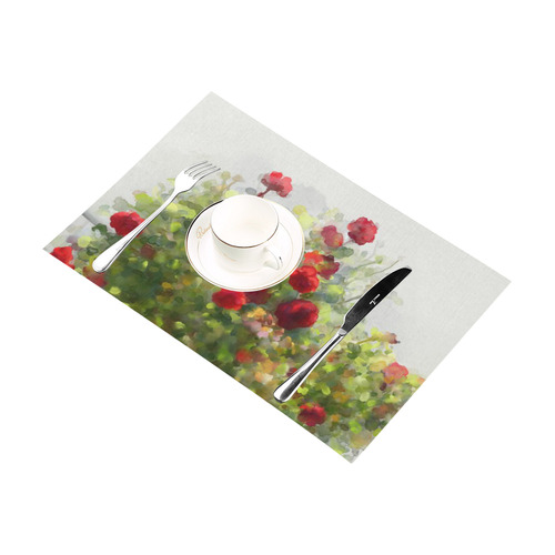 Red Roses , floral watercolor Placemat 12’’ x 18’’ (Set of 4)