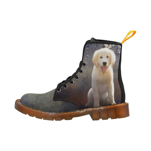 A cute painting golden retriever puppy Martin Boots For Men Model 1203H