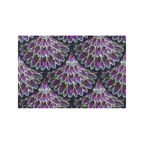 Mosaic flower, purple fish scale pattern Placemat 12’’ x 18’’ (Set of 4)