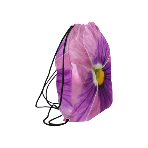 Pink and Purple Pansy Large Drawstring Bag Model 1604 (Twin Sides)  16.5"(W) * 19.3"(H)